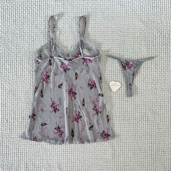 Nwot 90’s Je T’adore Purple Floral Lingerie Set - Picture 2 of 8